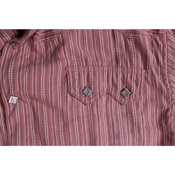 Scully Western Shirt L Mens Pink Stripes Pearl Snaps Cowboy Rockabilly Rodeo VTG - Picture 4 of 7